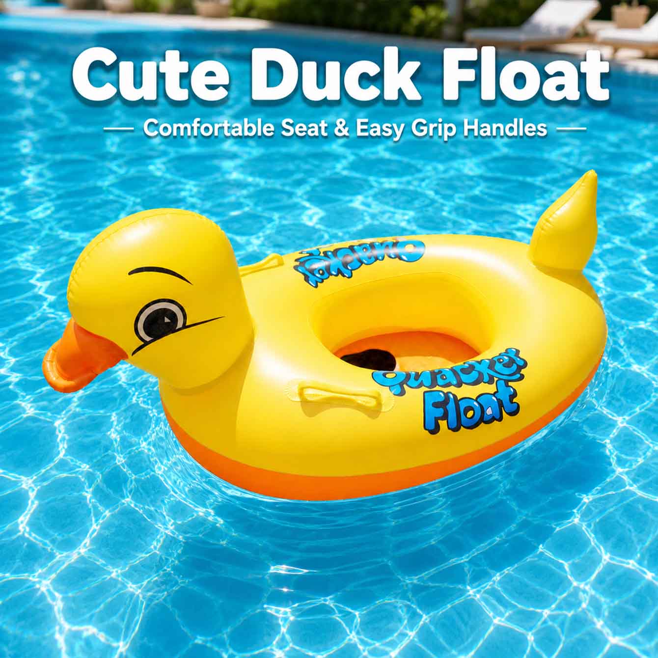 Pool Float Ring Inflatable - 1개입 손잡이가 있는 PVC 풍선 오리