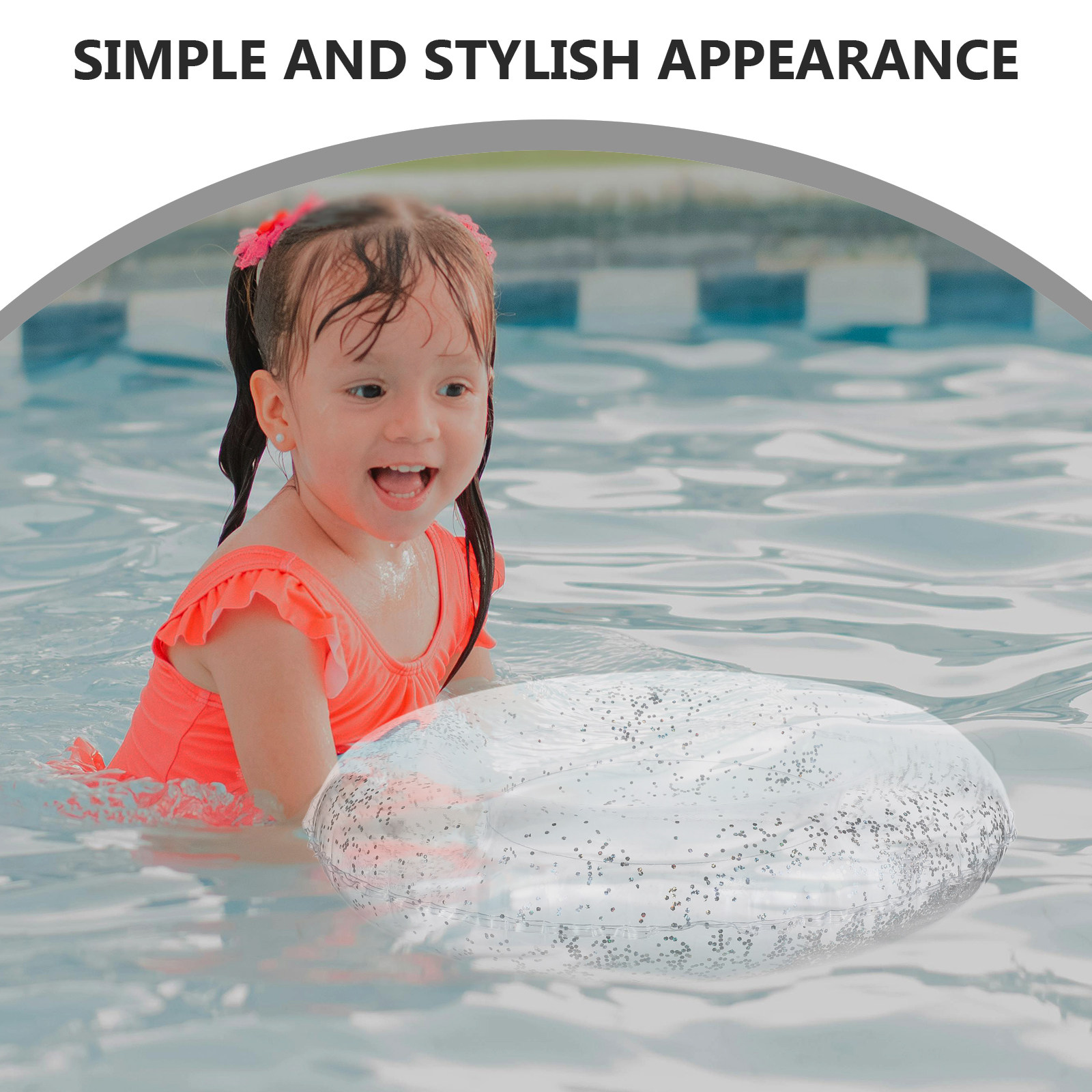 Pool Float Ring Inflatable - 60cm PVC 수영 링 반사 반짝이가