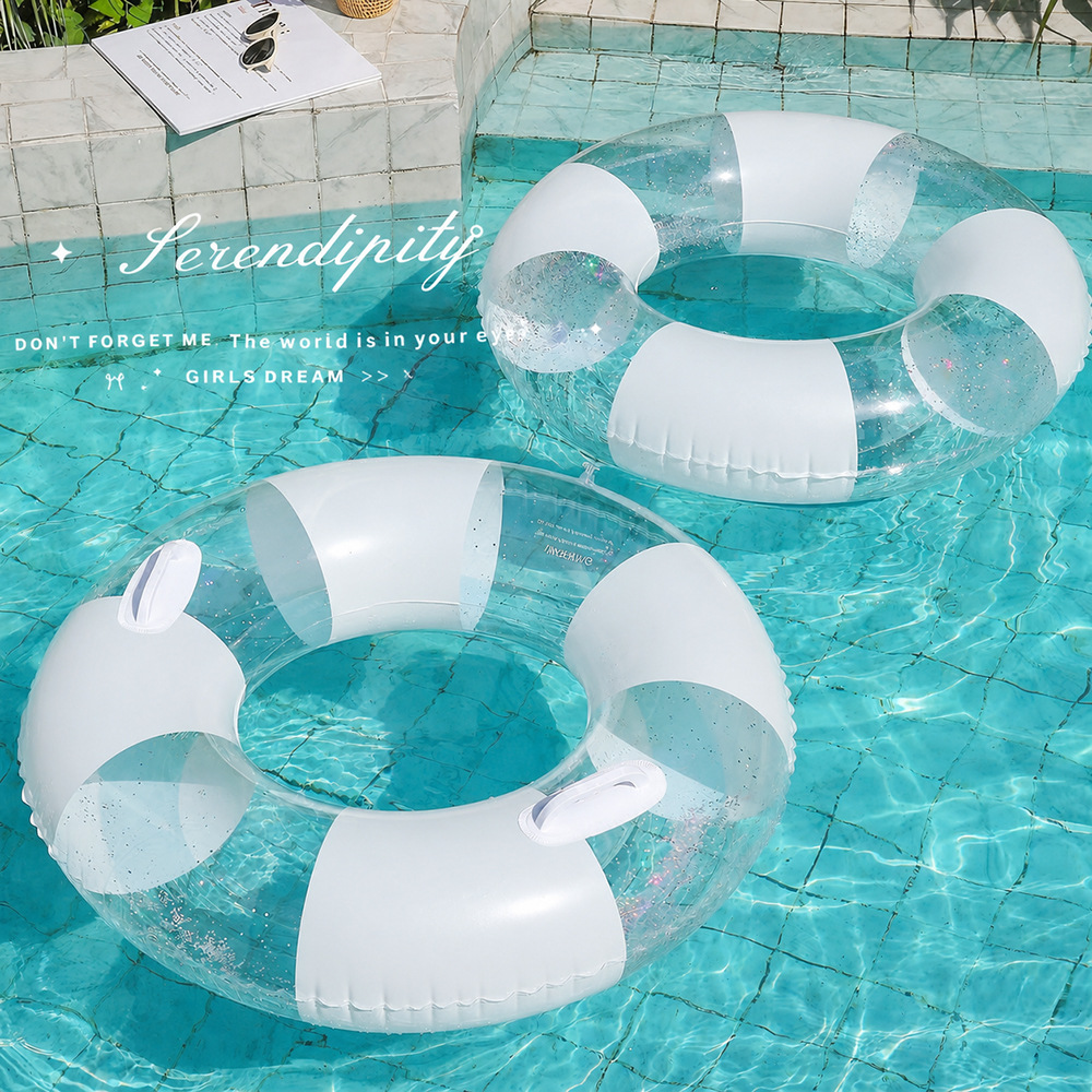 Pool Lounger Inflatable - 투명 수영 링 성인용 두꺼운 팽창식