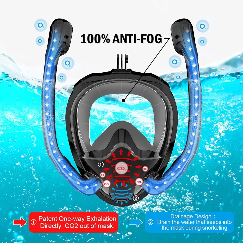 풀 페이스 스노클 마스크 180 ° 파노라마 뷰 실리콘 - Snorkel Mask Full Face 리뷰 및 가격