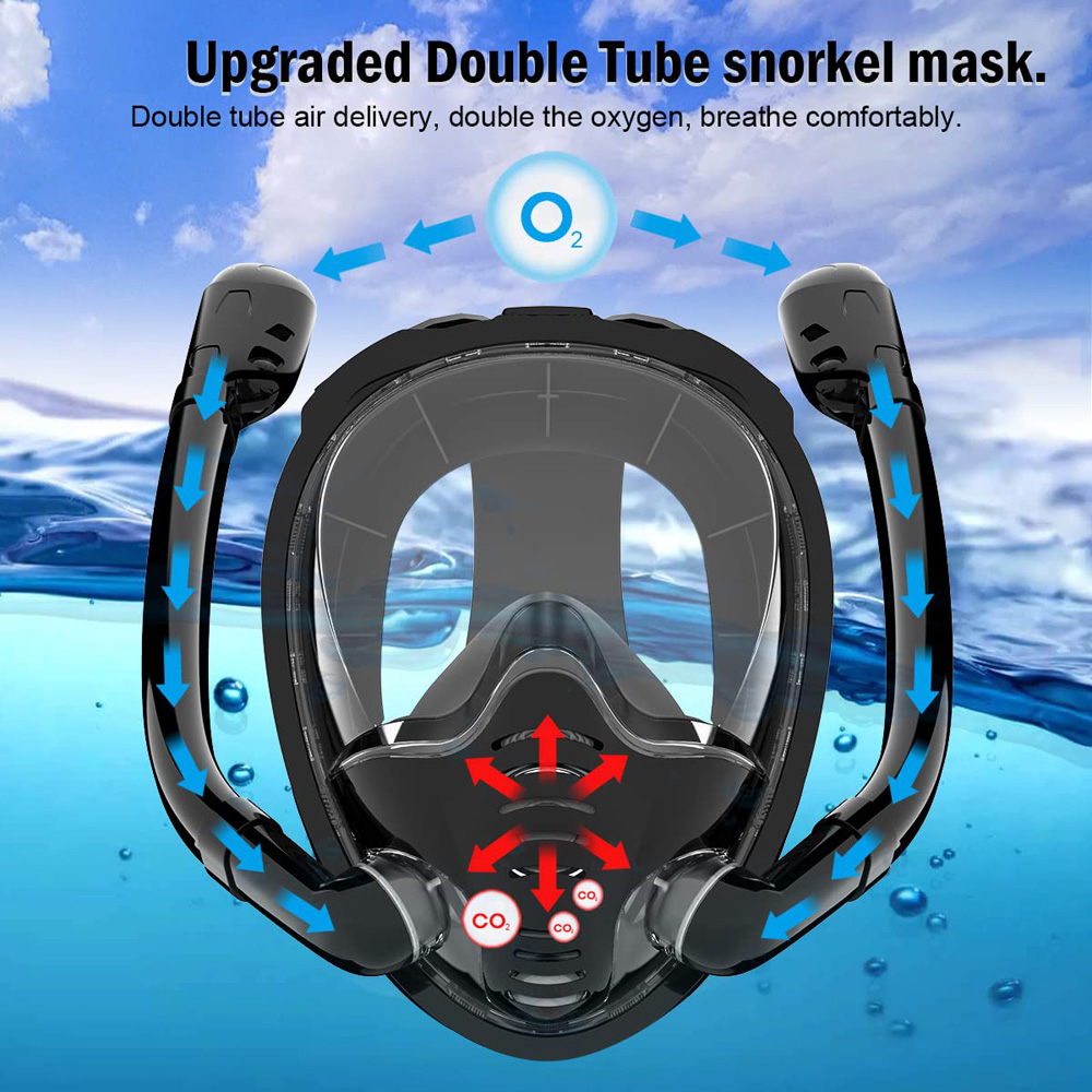 풀 페이스 스노클 마스크 180 ° 파노라마 뷰 실리콘 - Snorkel Mask Full Face 리뷰 및 가격
